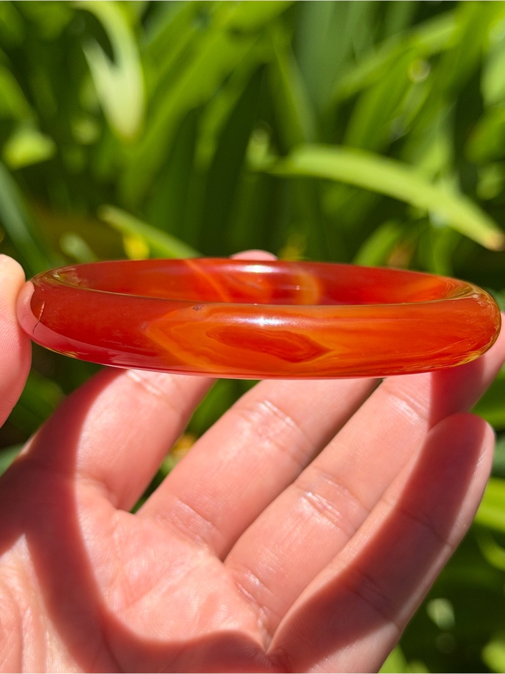 61mm Inner Diameter Red Carnelian Round Bangle Imperfect 1969